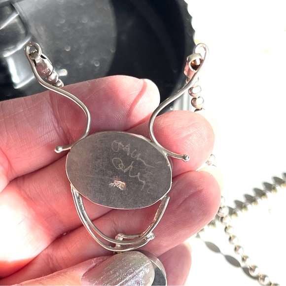 Vintage Unique Roman Glass and Opal Sterling Silver Necklace on Ball Chain - Picture 14 of 14